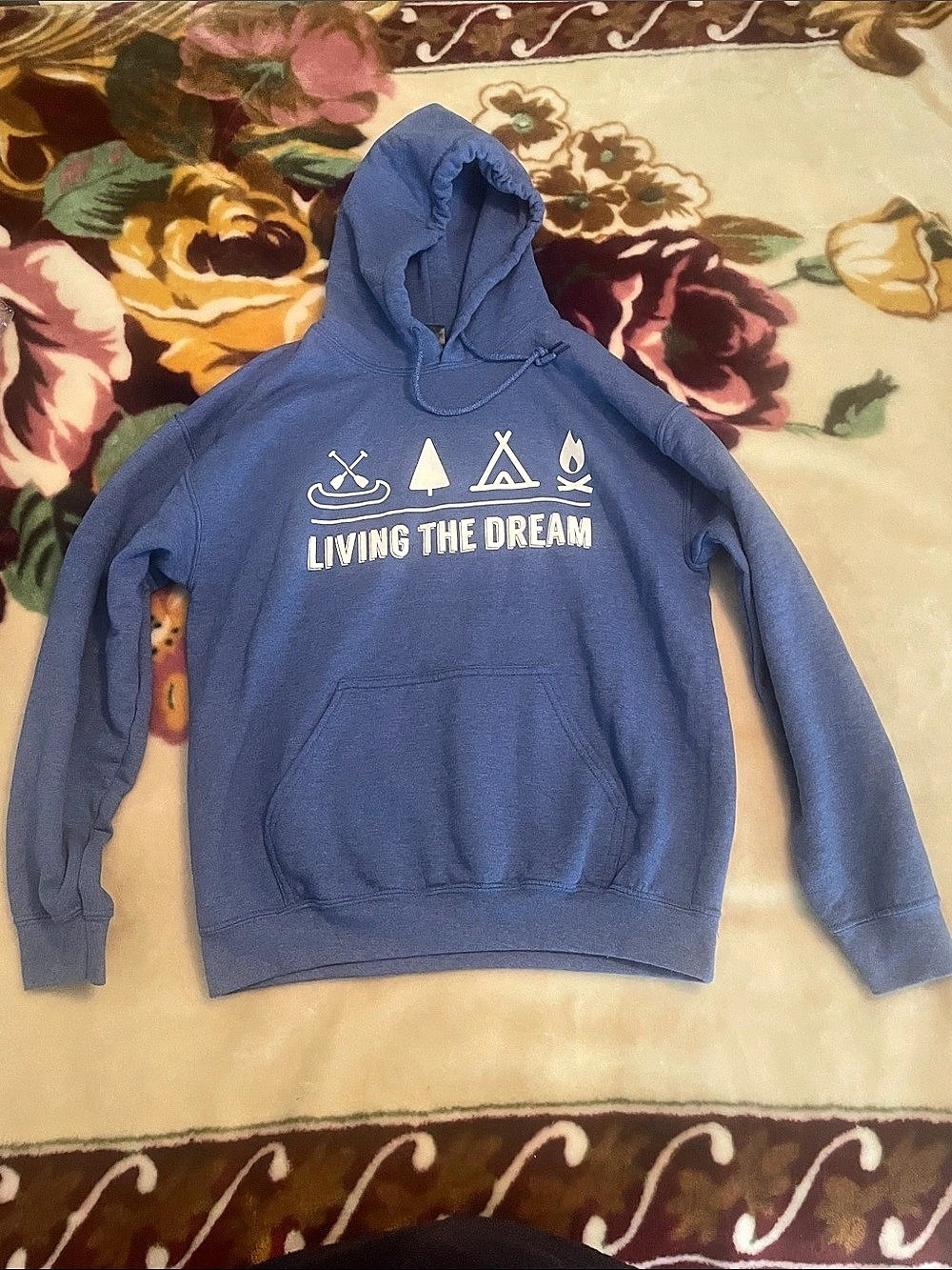 Gildan Heavy Blend Living the Dream Hooded Sweatshirt Hoodie Blue Size Medium